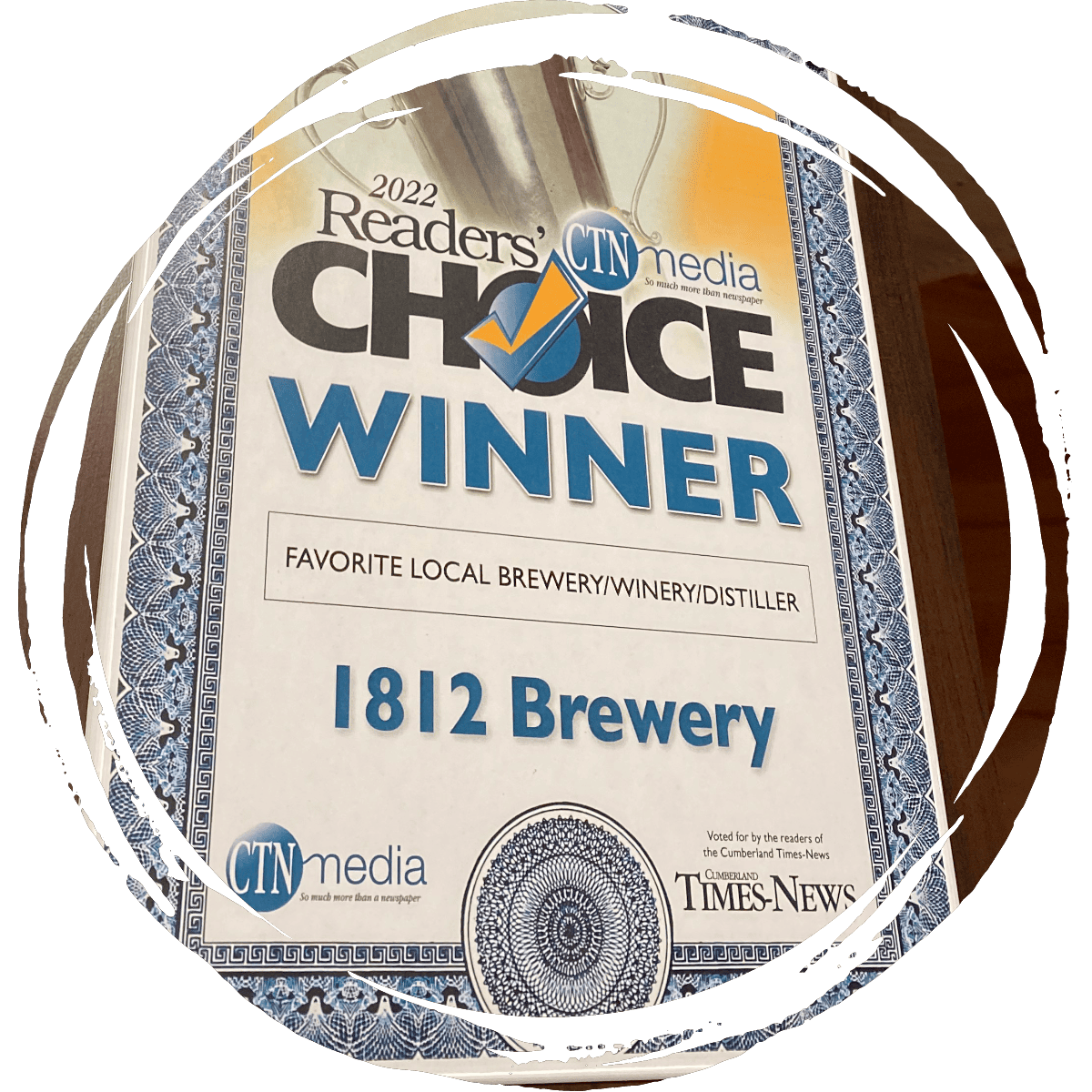 1812 is the Choice Winner for Favorite Local Brewery.